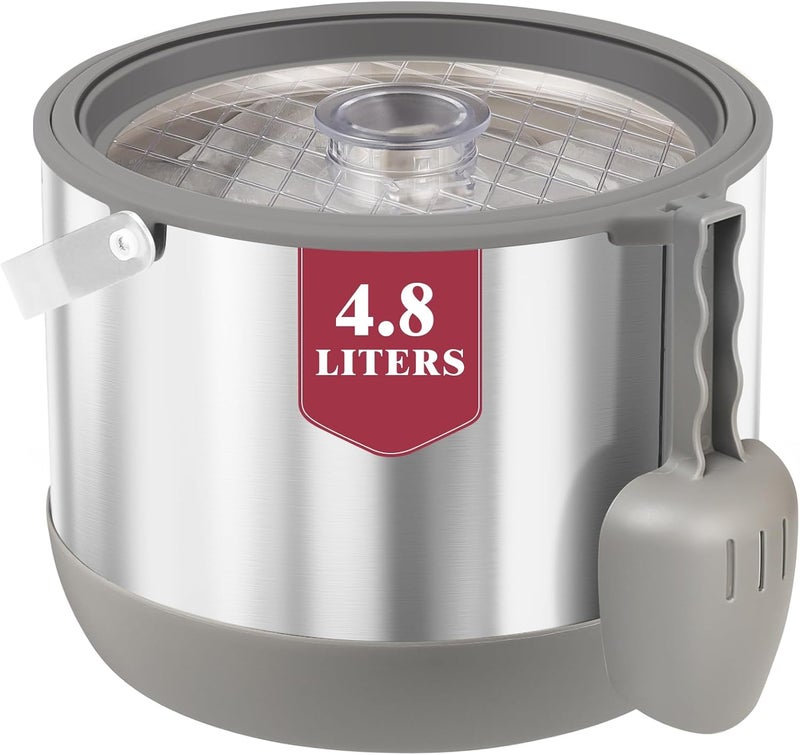 Five Home 5QT/4.8L Insulated Ice Bucket for Parties, Large Capacity Double-Wall Beverage Bucket with Scoop & Lid for Champagne, Wine, Cocktail (Gray) - Image 1